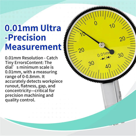 Beefy Lever Dial Indicator Magnetic Holder And Stand Kit For Precision Measurement With Pro Grade Probes Magnetic Base And Tools Micrometer Dial Gauge 0.8mm Stand B 0.01mm dial