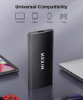 256GB USB 3.1 Type C External SSD Drive Portable Solid State Storage Up To 500MB Per Second shown with compatible devices