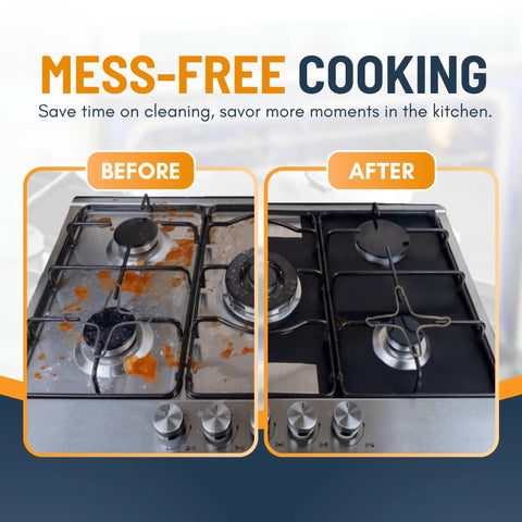 Gas Stove Burner Covers 10 Pack Extra Thick Non Stick Reusable Stove Top Protectors Heat Resistant Gas Range Shields before after