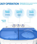 Compact Electric Washer And Dryer Combo Featuring Separate Wash And Spin Bins, No Sweat Gravity Drain, Easy As Pie Timer Controls