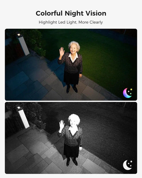 Color night vision comparison with Solar Powered Wireless Outdoor Security Camera System Kit With Four Cameras, No Monthly Fee