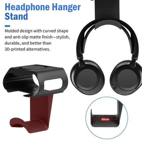 Under Desk Headphone Stand With Magnetic Mount For Arctis Nova Pro Wireless And Arctis Pro Wireless Nova, black hanger side view