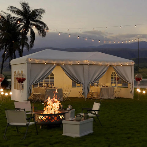 One Push Party Canopy Tent 10x20 With Six Removable Sidewalls Waterproof Outdoor Event Tent Adjustable Height Portable Pop Up Shelter
