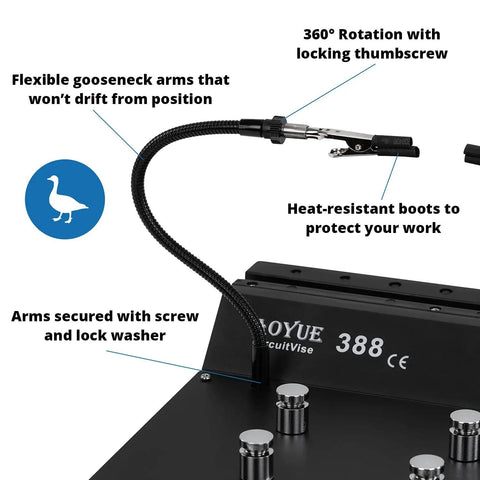Circuit Vise With Built In Fume Extractor Mount And Tool Holder For PCB Soldering Flexible Gooseneck Helping Hands