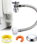 Heavy Duty Half Inch Toilet Angle Shut Off Valve Kit With 12 Inch Supply Line Plug And Play Setup For Hassle Free Plumbing Repairs and Quick No Fuss Diy Bathroom Fixes That Get It Done Right with stainless supply hose and accessories.
