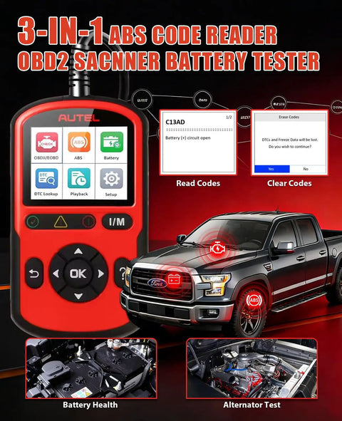OBD2 Scanner AutoLink AL549 All In One Pro Grade Diagnostic Tool for Cars and SUVs with engine code reading displayed by car.