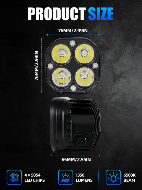 LED Headlight Kit for Sur Ron Surron LBX Light Bee X S Electric Dirt Bike With Light Bar Headlamp 4 LED chips size specs