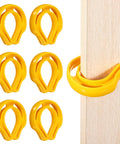 Six Pack Door Pinch Guard and Slam Stopper Set Durable Plastic Door Deterrent Keeps Fingers Safe Perfect for Slamming Doors Pets and Locked Rooms 3.1x2.9 Inch Yellow shown on and off door