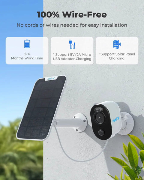 Outdoor Security Camera With Solar Panel No Hub Needed 2K Resolution Battery Powered Wireless Color Night Vision Argus 3