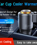 Smart 2 In 1 Car Cup Cooler And Warmer Perfect Tumbler Holder in car cup holder, black aluminum design for beverages, fast cooling and heating.