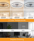 Dope Bladeless 20 Inch Indoor Flush Mount Ceiling Fan With Lights And Remote App Control, showing color temperatures and dimming