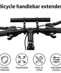 7.9 Inch Bike Handlebar Extender Aluminum Alloy Bracket Extension For Double Mounts, fits 31.8mm and 25.4mm bars, shown installed on bike