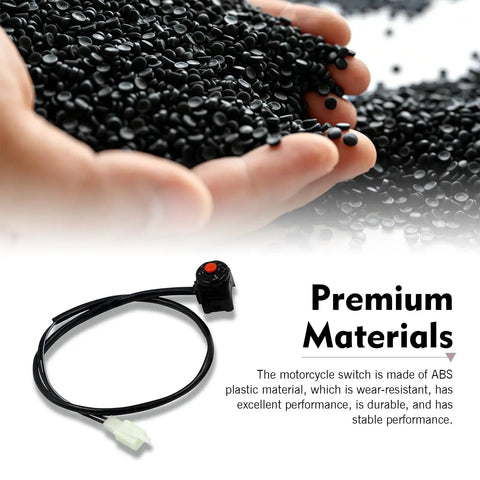 Badass 2 Piece Motorcycle Handlebar Switch Kit 7/8 Inch with ABS material displayed with textured black pellets and switch.