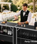 Portable Bar Table With 2-Tier Shelves, Lightweight Foldable Event Stand for parties, bartender serving drinks, wedding setup