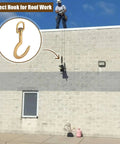 Swivel Anchor Hook For HVAC Roof Work, 750 Lb Heavy Duty Forged Steel Rope Hook For Commercial Use, shown in use on a rooftop