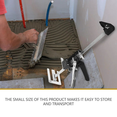 2Pack Ergonomic Arm Lifting Tool Hand Jack For Furniture Tile And Appliance Elevation Adjustable Height Lifter With Clear Markings in use for leveling flooring.