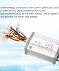24V 1000W Brushed Electric Speed Controller For E Bike Conversion With Smart Mcu Chip Protection, aluminum casing with wires.