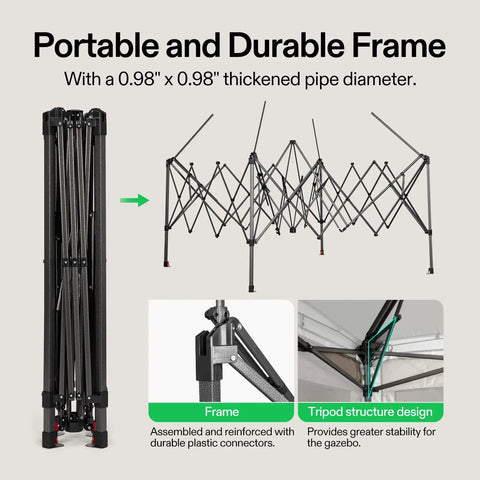 13 X 13 Pop Up Canopy Tent With Mosquito Netting, Center Lock Quick Setup, Wheeled Storage Bag frame and tripod design