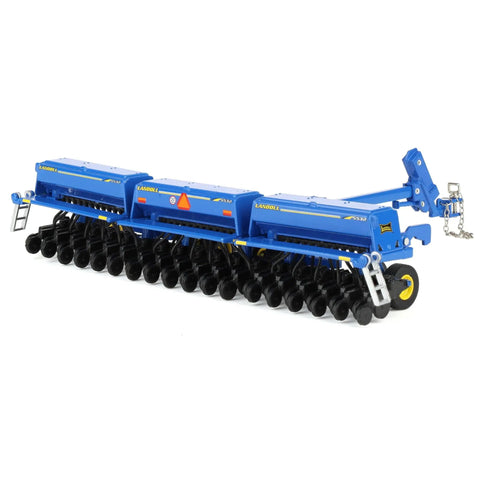 Realistic Dope One Sixty Four Scale Landoll 5532-30 Grain Drill Model Replica with diecast body, rubber wheels, and folding platform ladders.
