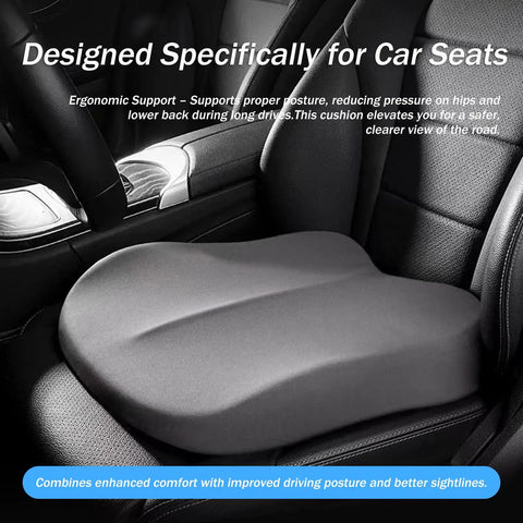 Upgrade Your Ride With This Sleek Grey Non-Slip Car Booster Seat Cushion, 3-inch high-density foam for Mini Cooper SE and other vehicles.