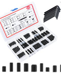 500 Piece Black Alloy Steel Set Screw Kit With Twenty Five Sizes Metric And SAE For Bathroom Fixtures And Door Handles