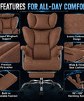 Heavy Duty Big And Tall Office Chair For 350 Lbs, Scratch-Resistant PU Leather Executive Desk Chair With Footrest features