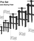 Five Piece Adjustable Two Jaw Bearing Puller Set With 2 Inch 3 Inch 4 Inch 6 Inch And 8 Inch Jaws Carbon Steel Wheel Bearing Gear Removal Kit