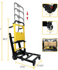 Huge Upgrade Electric Stair Climber Dolly boasting 440 Pound Max Load And Three Adjustable Speeds For Smooth Moves with detailed measurements.
