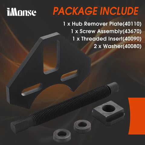 Heavy Duty Hub Removal Tool Wheel Bearing Puller 5 Lug 6 Lug 8 Lug Threaded Stud Extractor components including plate, screw, washers.