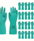 Real Deal Nitrile Chemical Resistant Work Gloves, 18 Mil Thick puncture proof gloves in a large size, 12 pair pack for chemical spills.