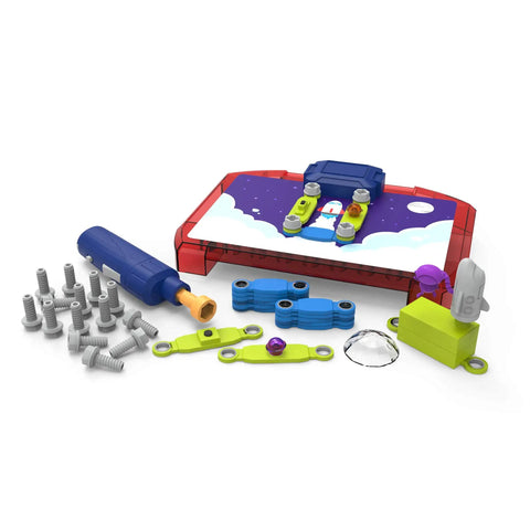 Space Circuits Beginner Circuit Building Kit For Kids 52 Piece STEM Toy With Kid Friendly Drill and mission board