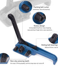 Heavy Duty Manual Strapping Tensioner For 1/2 To 3/4 Inch Polyester And Polypropylene Strap Featuring A Smooth Windlass and non-slip pressing teeth.