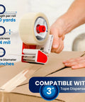 2 Inch Clear Packing Tape 2.4 Mil Thick 110 Yards Per Roll 36 Rolls Total Heavy Duty Shipping and Moving Tape in dispenser sealing box