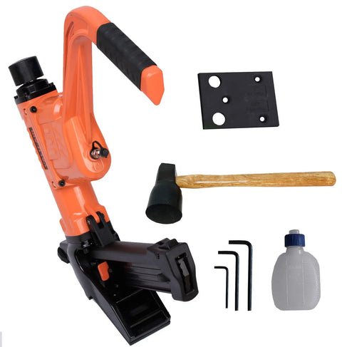 All In One Flooring Nailer And Stapler For 16 Gauge T And L Cleats And 15.5 Gauge Staples From One Point Five To Two Inches with tools