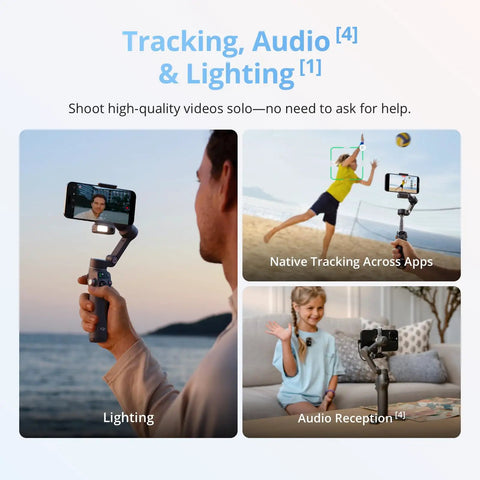 Osmo Mobile 8 Advanced Tracking Gimbal For Phone With AI Native Tracking Audio And Lighting 360 Degree Pan Rotation Mic Transmitter