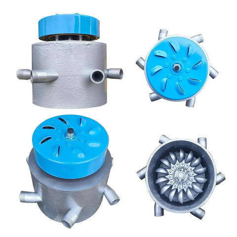 High Power 3kW Hydroelectric Turbine Generator For Outdoor Rivers And Mountains, showing multiple views of Pelton style turbine