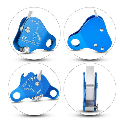 Blue Climbing Ascender Fall Protection Belay Device And Rope Grab For Rock Climbing Mountaineering Arborist Aluminum Gear