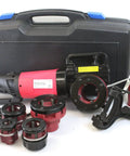 Killer Torque 2000W Portable Electric Pipe Threader with six NPT dies for 1/2 to 2 inch pipes in a carrying case.