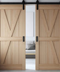 6 Inch Recessed Pocket Door Pull Matte Black 304 Stainless Steel Rectangular Finger Flush Sliding Closet Barn Door Handle Heavy Duty 2 Pack for Easy Access and Modern Interior Doors Rust Proof Built Tough, installed in wooden barn doors.