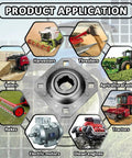 Flanged Disc Harrow Bearing 1 Inch Square Bore For Farm Gear, Relubricable, Riveted Flange, 3.313 Inch To 4.69 Inch Bolt Hole Centers, Farm Grade AG Style Replacement Bearing used in tractors and harvesters