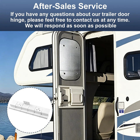 Heavy Duty Beefed Up RV Door Friction Hinges Compatible With Lippert Entry Doors For 5th Wheel Travel Trailers And Motorhomes Road Ready Camper Replacement Hardware With Slick Smooth Swap All Weather Tough mounted on RV door.