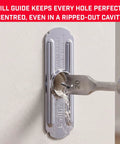 Heavy Duty Drywall Anchor Repair Kit To Slap Over Pulled Out Holes Fast Installs Right Back Into Old Spots For A Dead Solid Lock That Holds 255 Lbs Per Hole In This Badass Four Pack Designed To Make Wall Repair A Breeze For DIYers drill guide for perfect hole alignment in drywall repair.