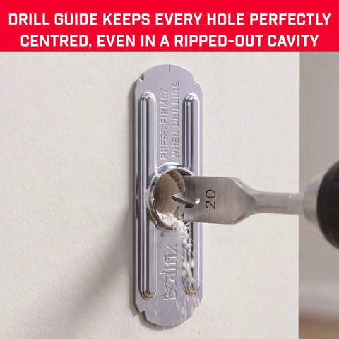 Heavy Duty Drywall Anchor Repair Kit To Slap Over Pulled Out Holes Fast Installs Right Back Into Old Spots For A Dead Solid Lock That Holds 255 Lbs Per Hole In This Badass Four Pack Designed To Make Wall Repair A Breeze For DIYers drill guide for perfect hole alignment in drywall repair.