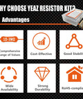 Ultimate 2600 Piece Resistor Kit With 130 Values From 1 Ohm To 3M Ohm 0.5W Carbon Film Resistors advantages displayed