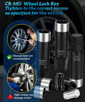 Shop Grade Spline Lug Nut Socket Set With 6 7 And 10 Spline Keys Smooth Fit for aftermarket rims, CR-MO steel wheel lock key.