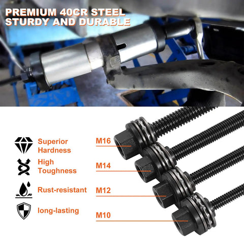 Pull And Press Sleeve Kit For Auto Repair Pro Grade 26 Pcs Steel Bush Removal Tools showing 40Cr steel strength M16-M10