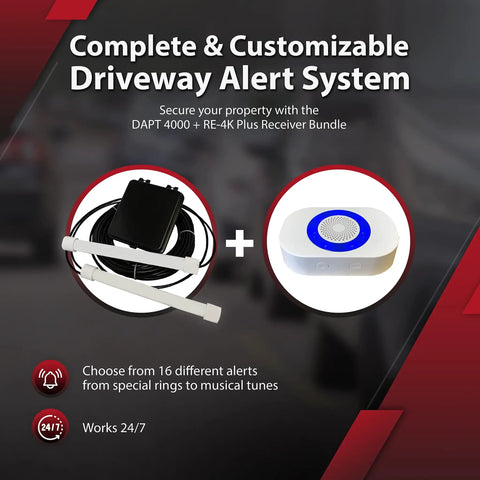 Dual-4K Plus 1-Mile Wireless Directional Driveway Alarm System With Customizable Output Relay And 12VDC Options Flexible Pulse Durations From 1 Second To 5 Minutes Easy Setup For Smart Home Alerts driveway sensor and receiver bundle