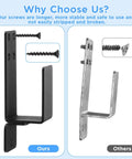 Comparison of heavy duty door barricade brackets set of 4 for home security rugged 4mm carbon steel in matte black and another material.