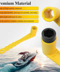 Universal Lightweight Prop Wrench For Marine Outboard And Stern Drives, bright yellow tool above a boat in water