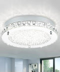 Crystal Flush Mount Ceiling Light 18W LED Dimmable Modern Fixture 11 Inch Diameter Three Color Temperatures 3000K 4000K 5000K 1980 Lumens Brighten Bedroom Closet Foyer Hallway With Crystal Glow